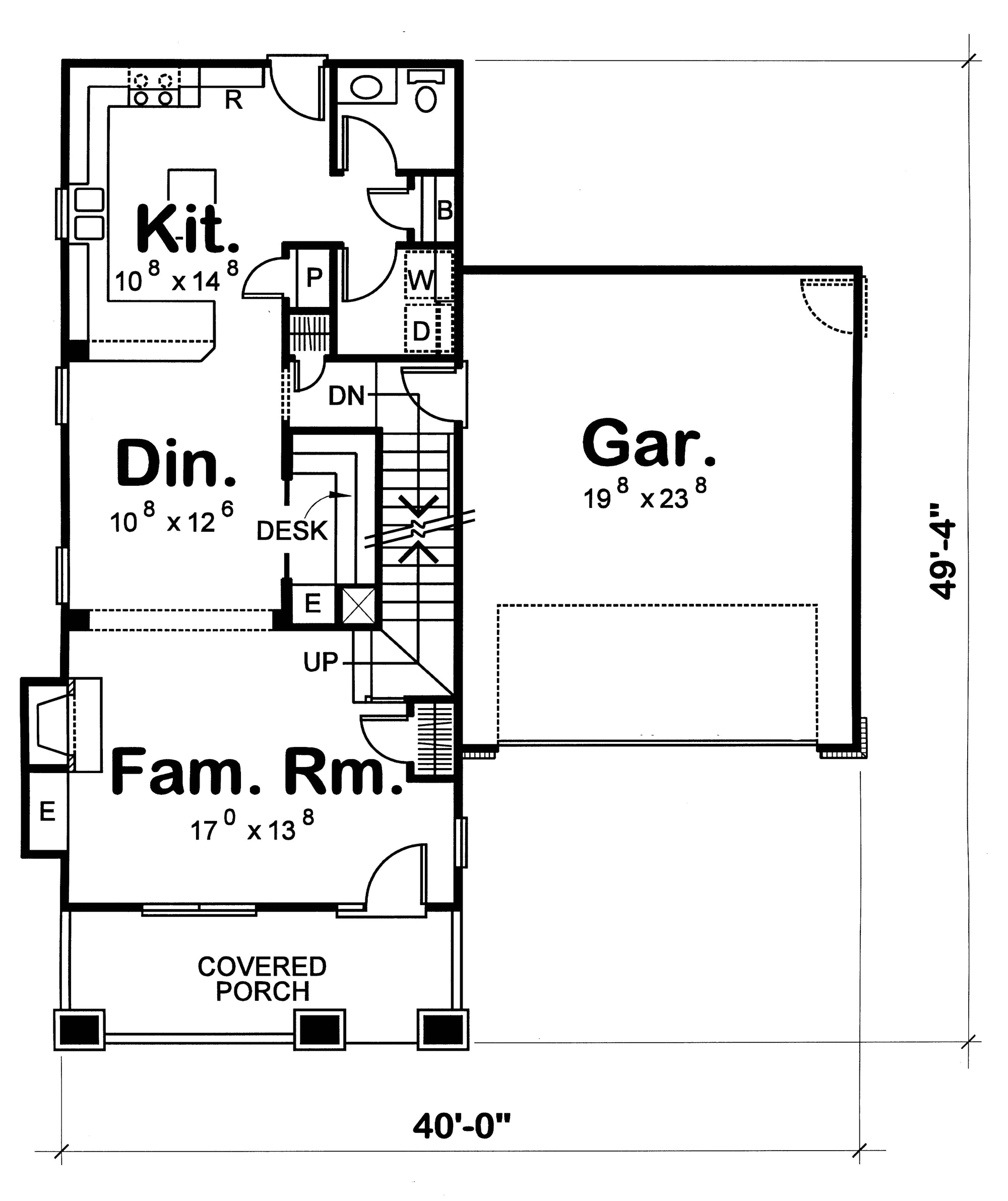 AB7765-A Cottage House First Floor Plan, 3 Bedrooms, 2.5 Bathrooms | Gardena House Plan 