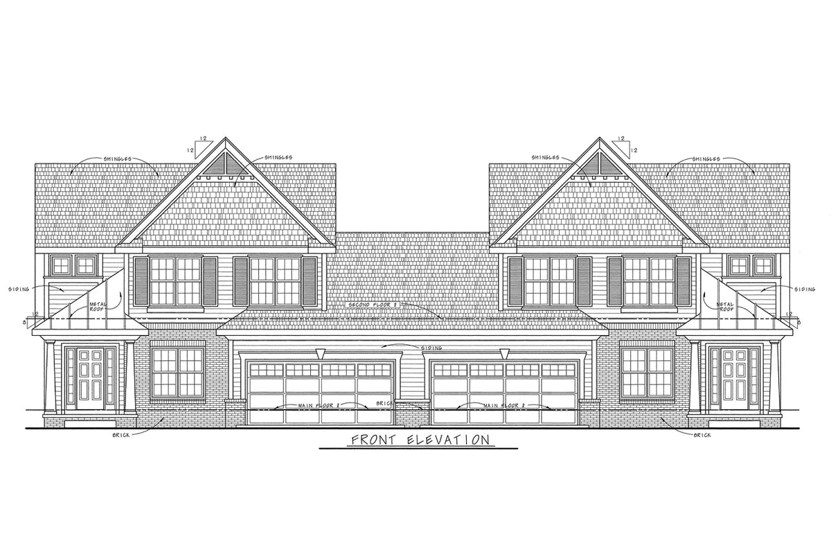 AB8322-A Traditional Duplex House, 6 Bedrooms, 4 Bathrooms, 2 Half Baths | Forsem House Plan Front Elevation