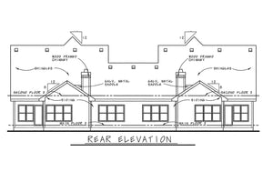 AB8322-A Traditional Duplex House, 6 Bedrooms, 4 Bathrooms, 2 Half Baths | Forsem House Plan Rear Elevation