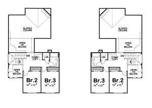 AB8322-A Traditional Duplex House Second Floor Plan, 6 Bedrooms, 4 Bathrooms, 2 Half Baths | Forsem House Plan 