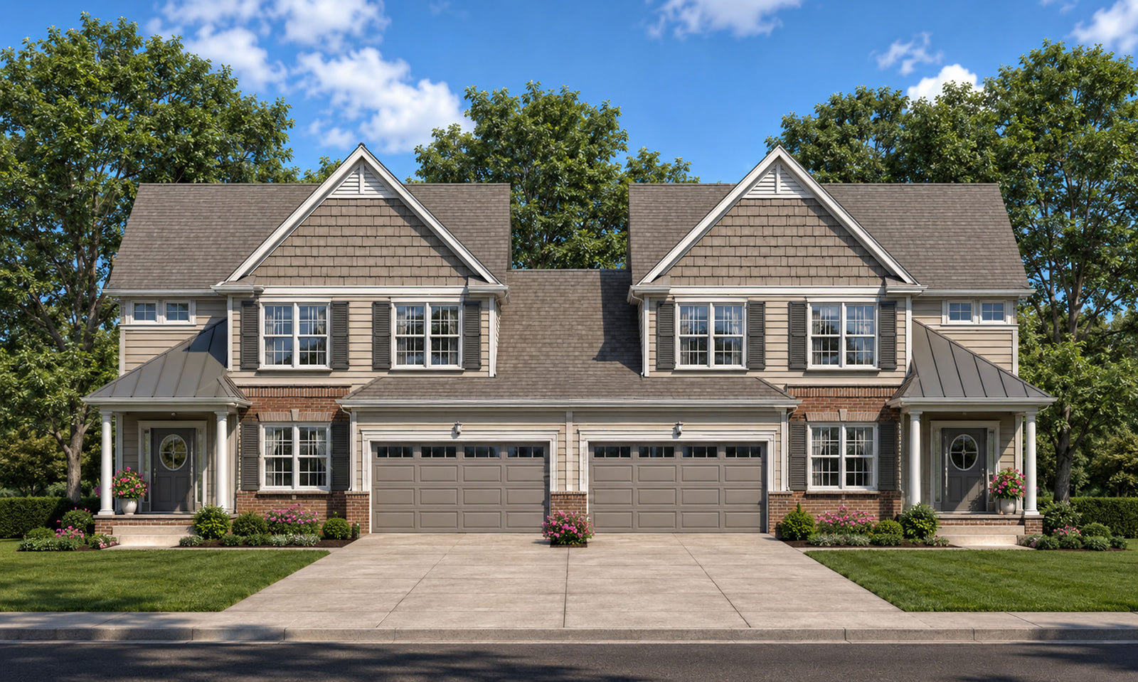 AB8322-A Traditional Duplex House, 6 Bedrooms, 4 Bathrooms, 2 Half Baths | Forsem House Plan Exterior