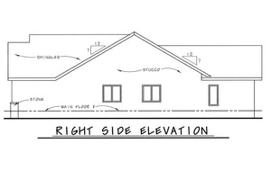 AB7948-A French Country House, 2 to 3 Bedrooms, 2 Bathrooms | Oak Park 8611 Right Elevation