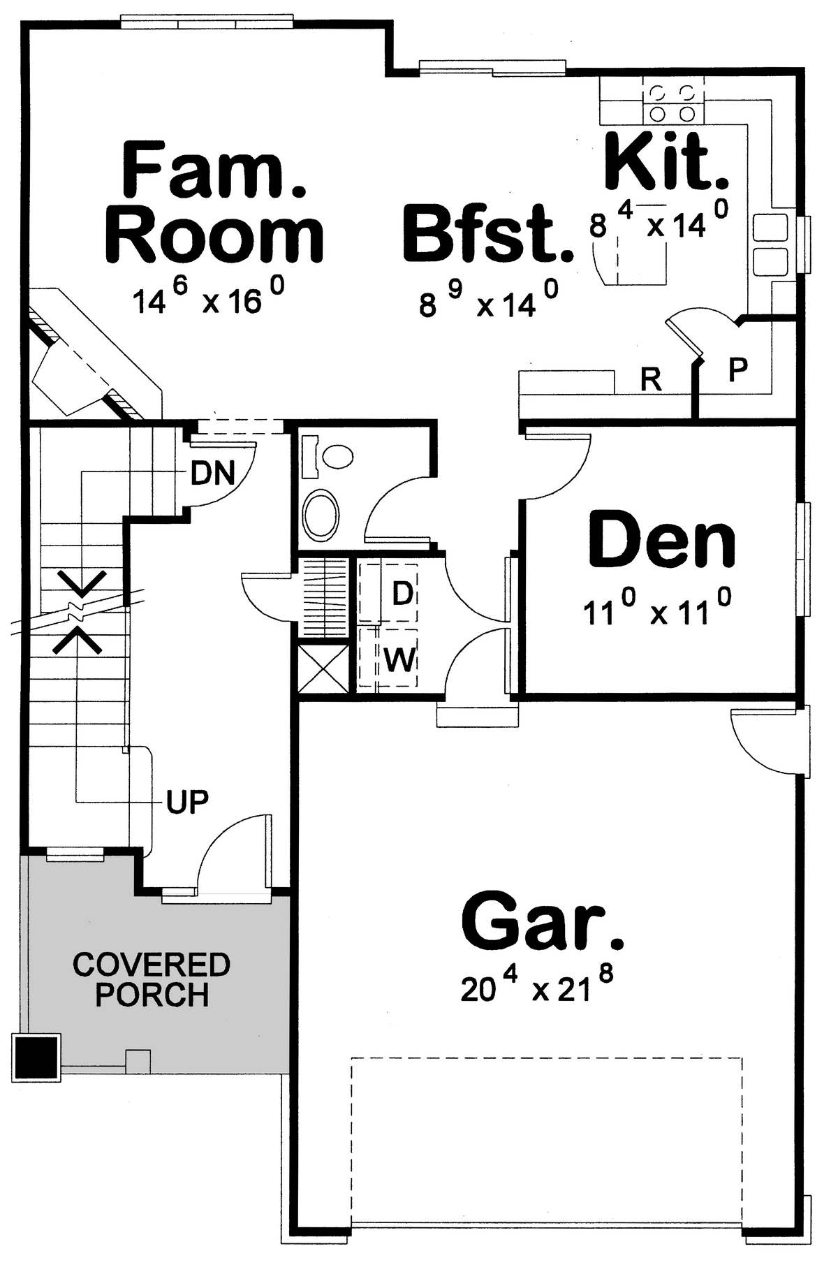 AB7955-A Craftsman House First Floor Plan, 3 Bedrooms, 2.5 Bathrooms | West Chester 8619 