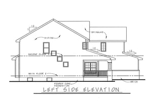 AB7957-A Craftsman House, 4 Bedrooms, 2.5 Bathrooms | Urbandale 8633 Left Elevation