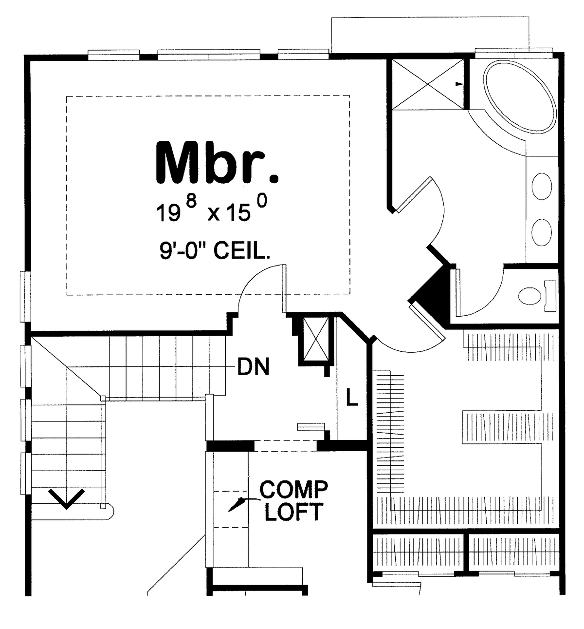 AB7957-A Craftsman House Alternate Master Bedroom Floor Plan, 4 Bedrooms, 2.5 Bathrooms | Urbandale 8633 