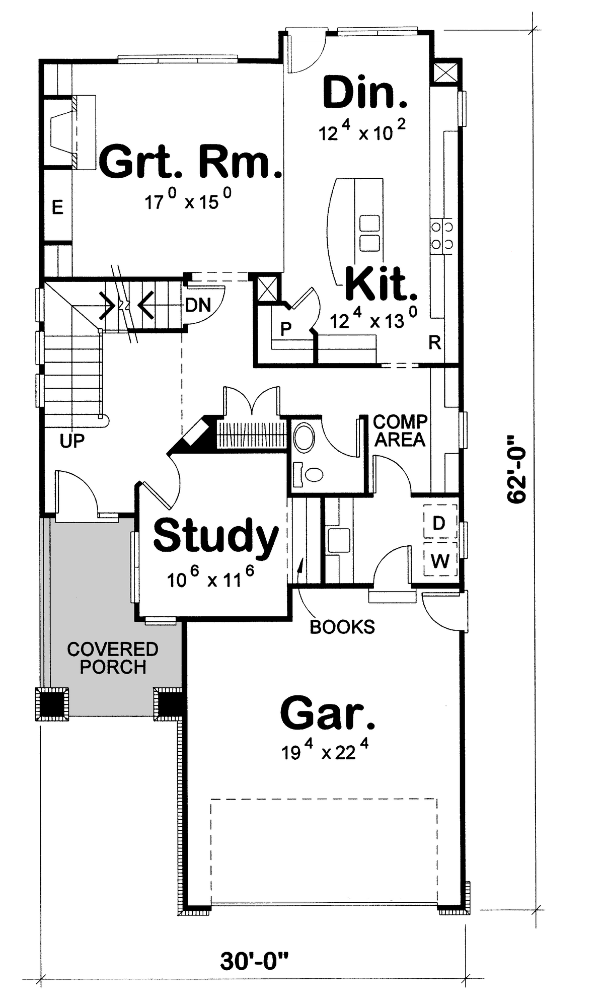 AB7957-A Craftsman House First Floor Plan, 4 Bedrooms, 2.5 Bathrooms | Urbandale 8633 