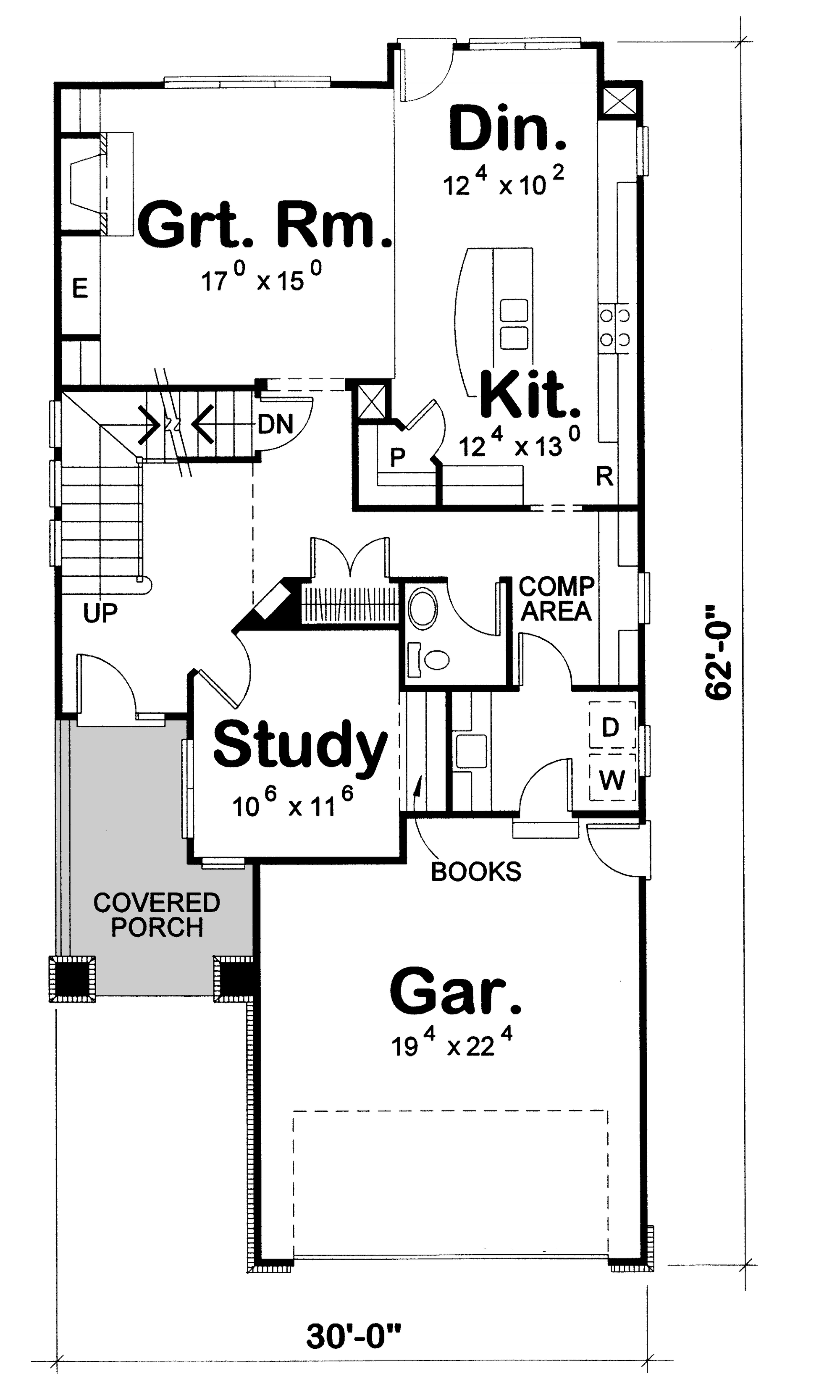 AB7957-A Craftsman House First Floor Plan, 4 Bedrooms, 2.5 Bathrooms | Urbandale 8633 