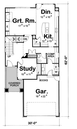 AB7957-A Craftsman House First Floor Plan, 4 Bedrooms, 2.5 Bathrooms | Urbandale 8633 