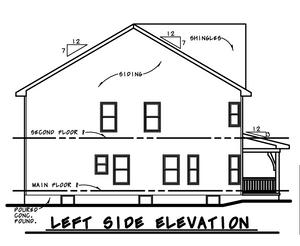 AB7949-A Modern Farmhouse, 5 Bedrooms, 3.5 Bathrooms | Champaign 8648 Left Elevation