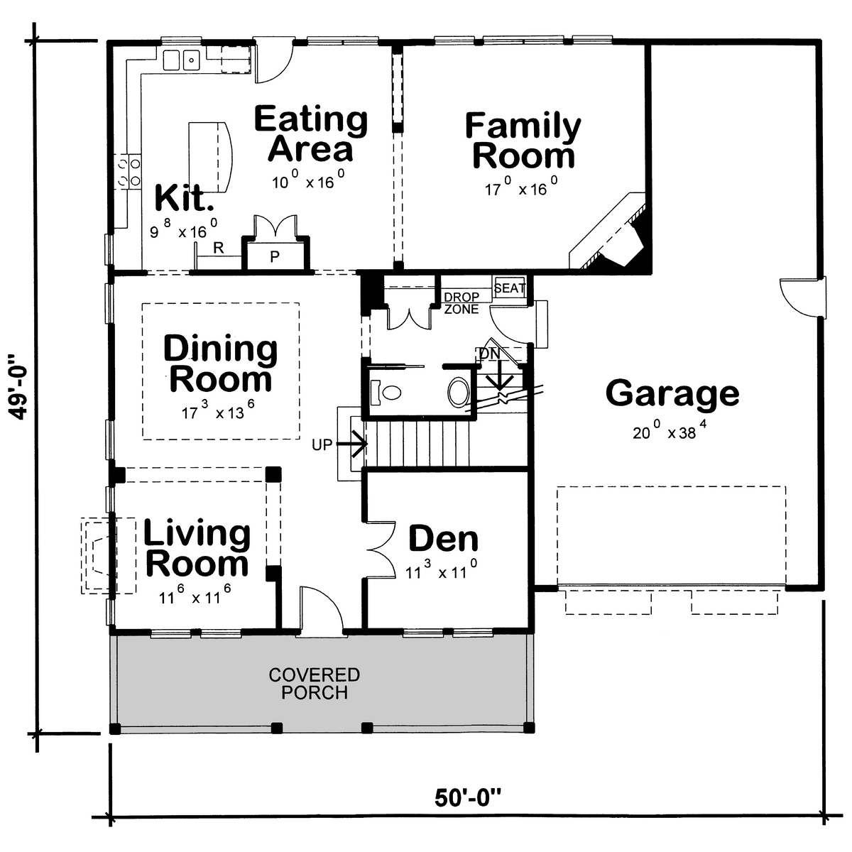 AB7949-A Modern Farmhouse First Floor Plan, 5 Bedrooms, 3.5 Bathrooms | Champaign 8648 