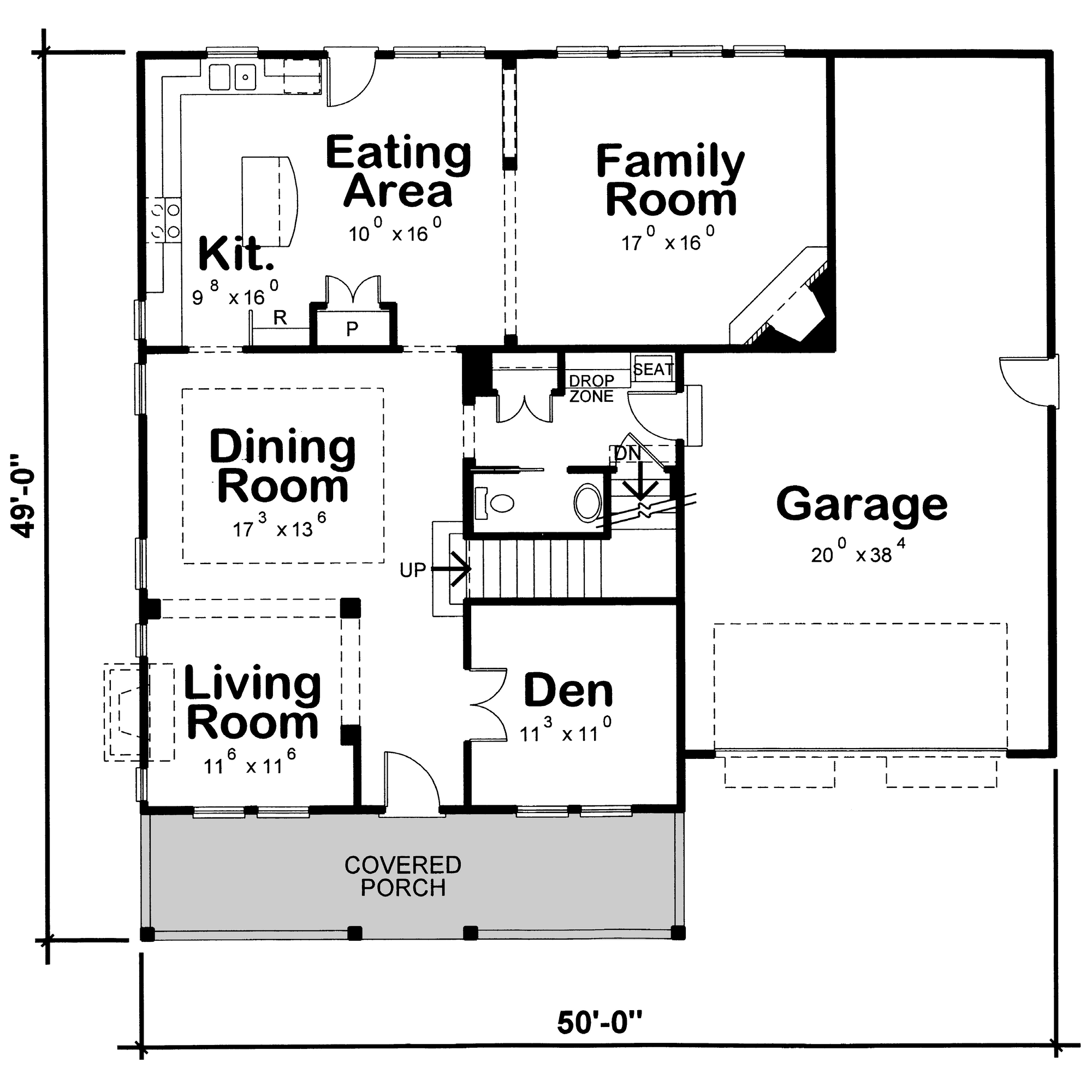 AB7949-A Modern Farmhouse First Floor Plan, 5 Bedrooms, 3.5 Bathrooms | Champaign 8648 