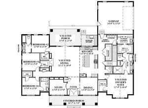 U7412-A 90425 House First Floor Plan 4 Beds 2.5 Baths