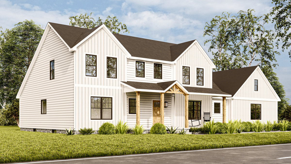 AJ7682-A Modern Farmhouse, 4 Bedrooms, 2.5 Bathrooms | Plan 1016 Exterior-2