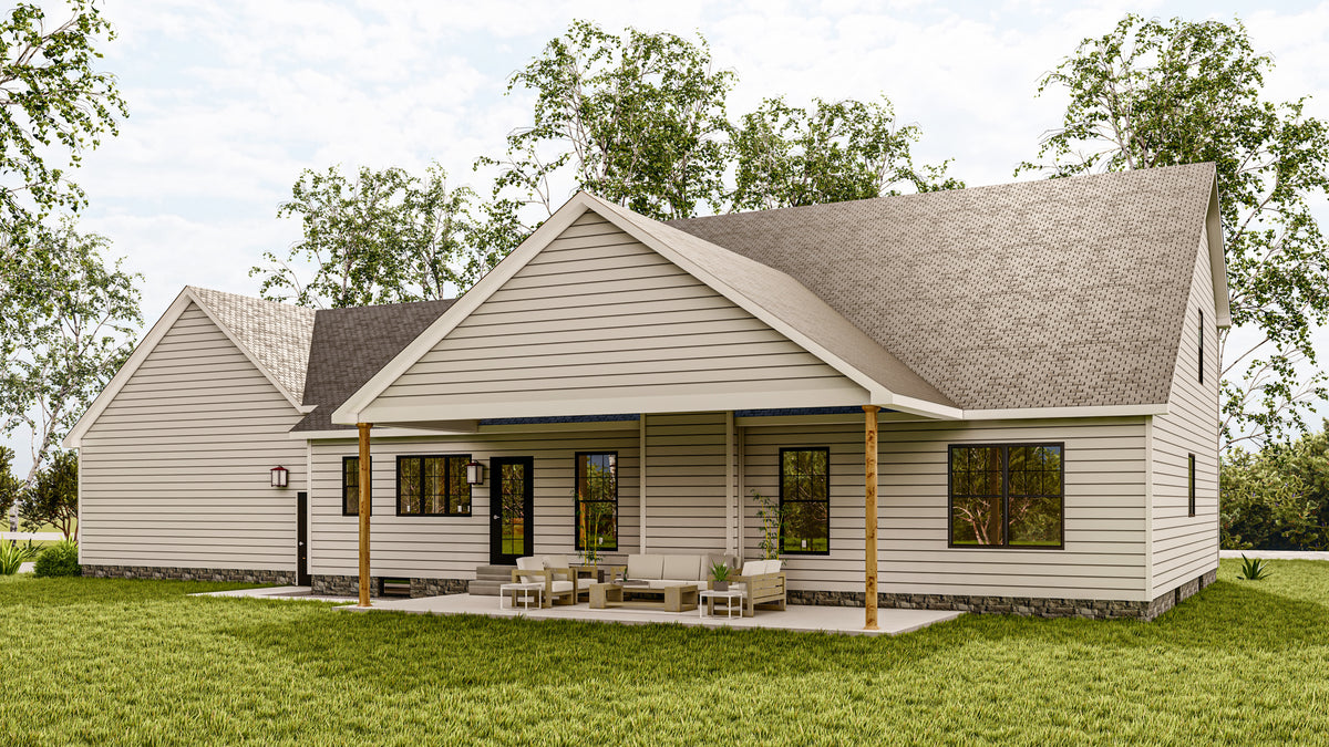 AJ7682-A Modern Farmhouse, 4 Bedrooms, 2.5 Bathrooms | Plan 1016 Exterior-4
