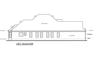 AB7767-A European House Left Elevation, 4 Bedrooms, 2 Bathrooms | Longworth Estate