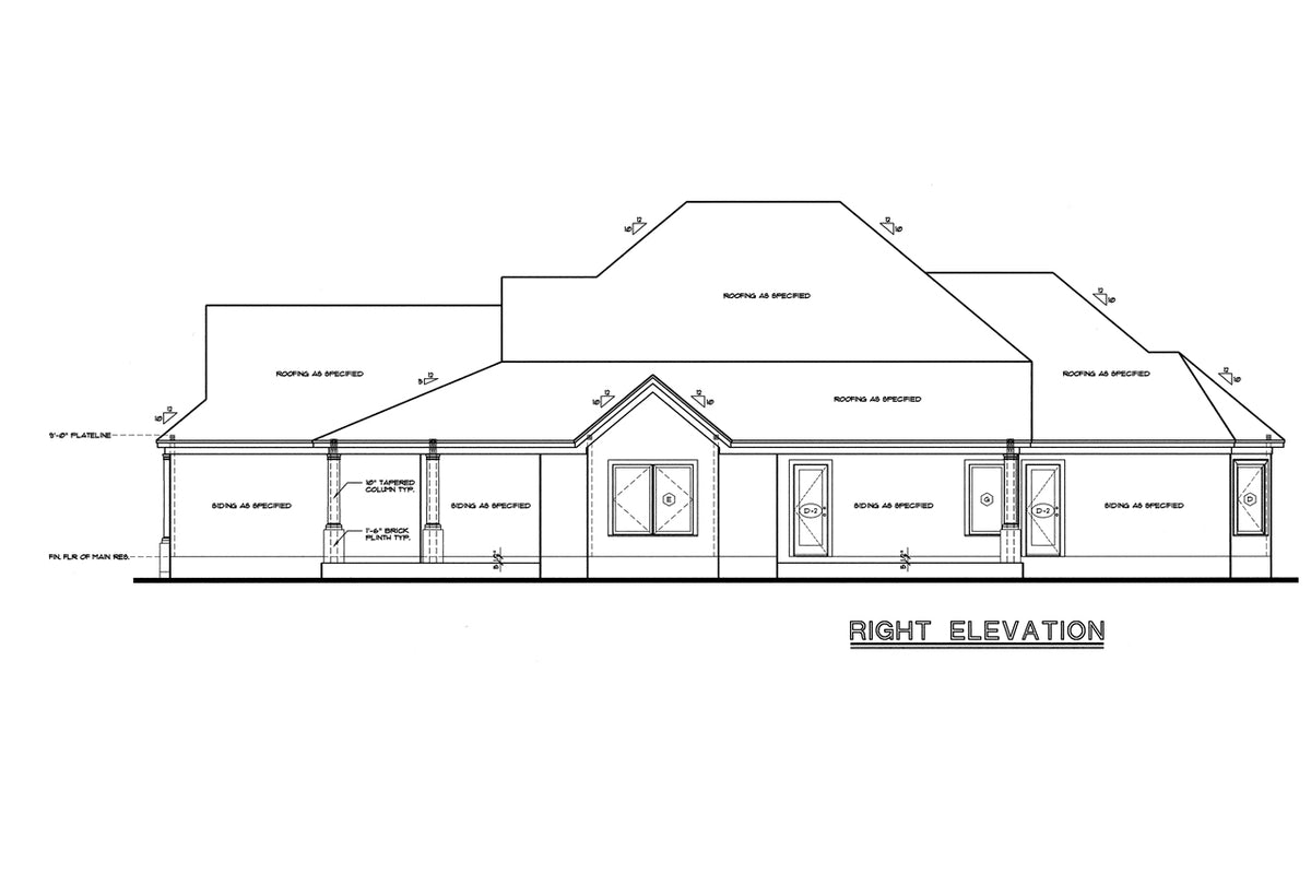 AB7767-A European House Right Elevation, 4 Bedrooms, 2 Bathrooms | Longworth Estate