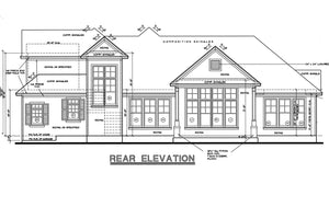 AB8086-A Traditional House, 3 Bedrooms, 2.5 Bathrooms | Sherwood Estate House Plan Rear Elevation
