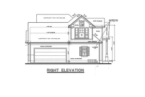 AB8086-A Traditional House, 3 Bedrooms, 2.5 Bathrooms | Sherwood Estate House Plan Right Elevation