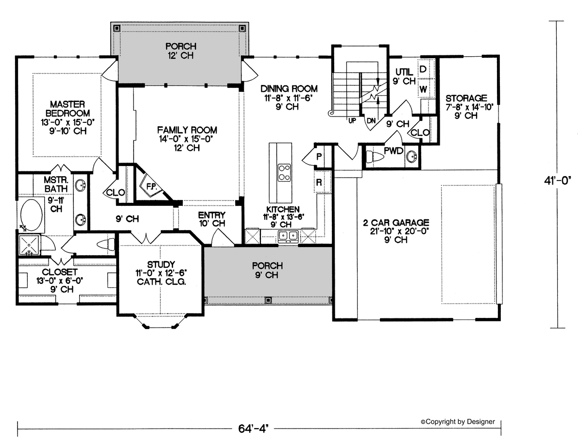 AB8086-A Traditional House First Floor Plan, 3 Bedrooms, 2.5 Bathrooms | Sherwood Estate House Plan 