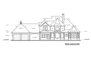 AB8081-A Traditional House, 4 Bedrooms, 3.5 Bathrooms | Sheridan Manor House Plan Rear Elevation