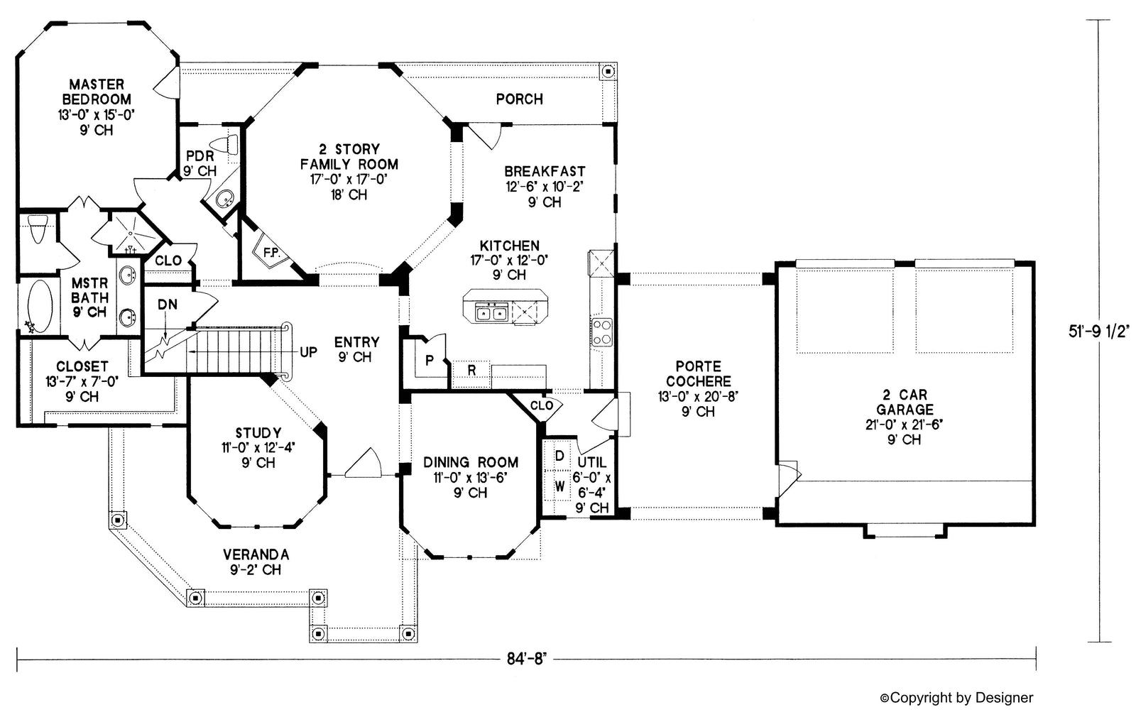 AB8081-A Traditional House, 4 Bedrooms, 3.5 Bathrooms | Sheridan Manor House Plan Exterior