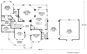 AB8081-A Traditional House First Floor Plan, 4 Bedrooms, 3.5 Bathrooms | Sheridan Manor House Plan 