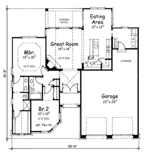 AB7768-A European House First Floor Plan, 2 Bedrooms, 2 Bathrooms | Lamar Court 
