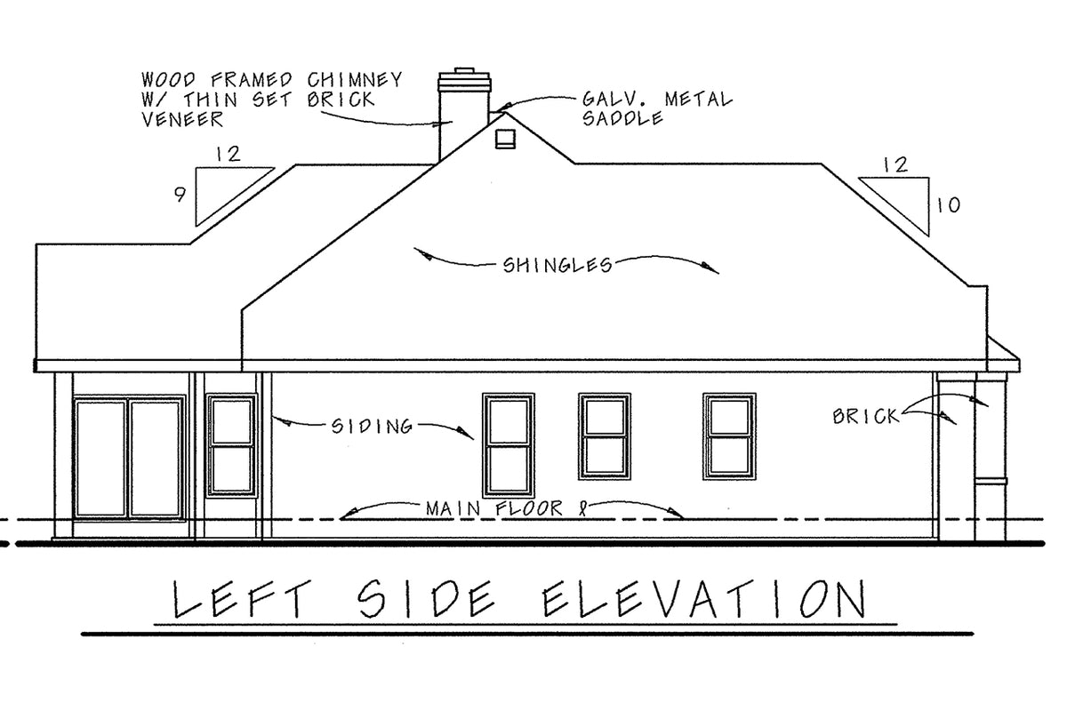 AB7768-A European House Left Elevation, 2 Bedrooms, 2 Bathrooms | Lamar Court 