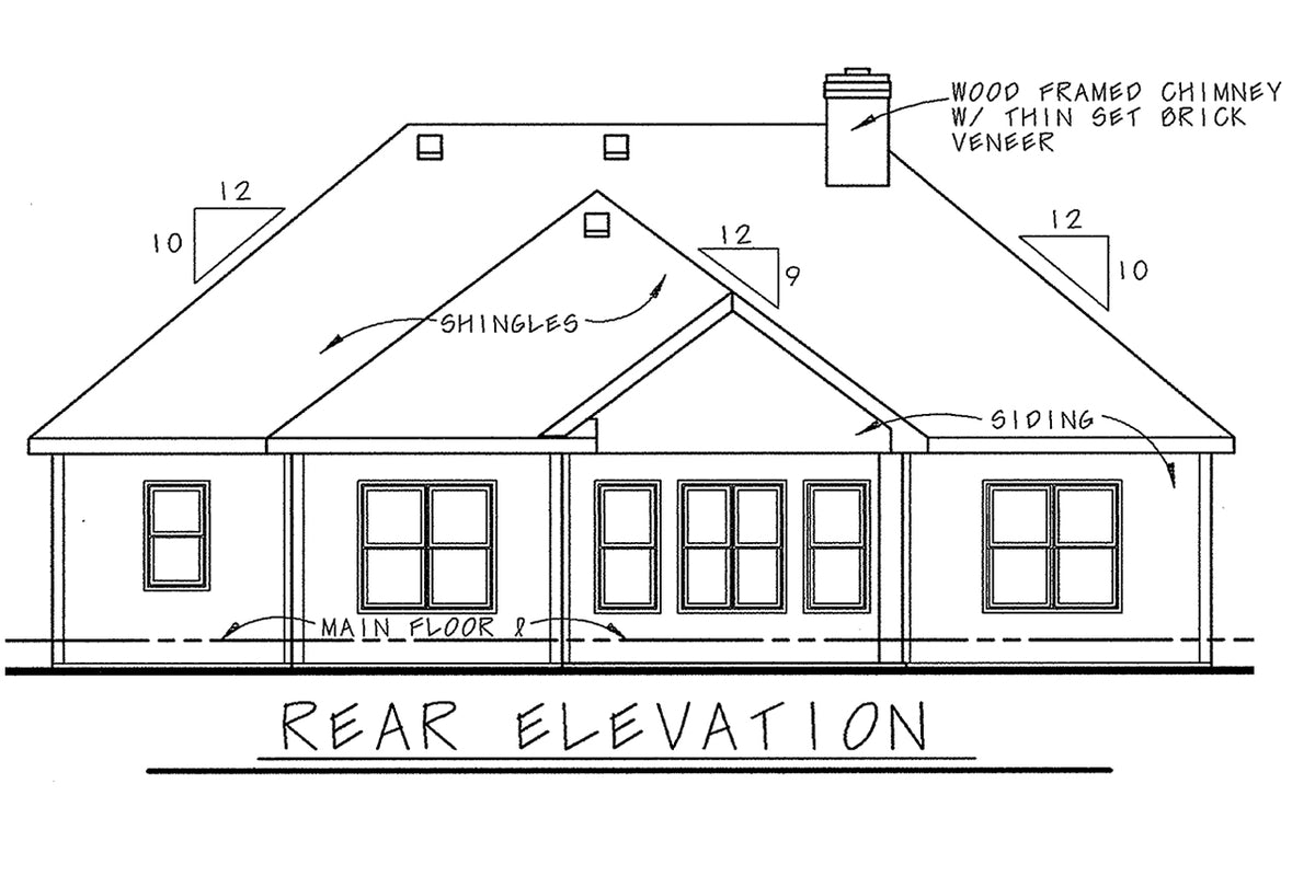 AB7768-A European House Rear Elevation, 2 Bedrooms, 2 Bathrooms | Lamar Court 