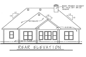 AB7768-A European House Rear Elevation, 2 Bedrooms, 2 Bathrooms | Lamar Court 