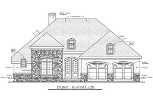 AB8082-A French Country House, 2 Bedrooms, 2 Bathrooms | Milano Showcase House Plan Front Elevation