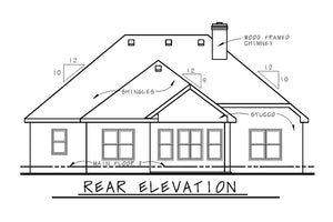 AB8082-A French Country House, 2 Bedrooms, 2 Bathrooms | Milano Showcase House Plan Rear Elevation