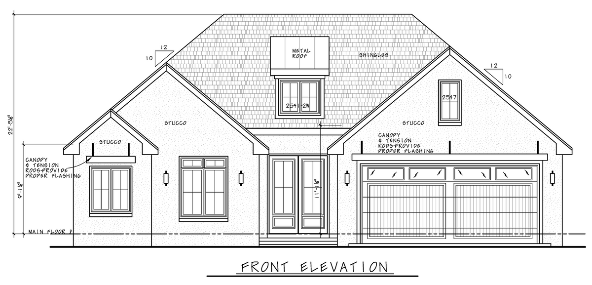 AB7950-A Contemporary House, 2 Bedrooms, 2 Bathrooms | Mandolin Place 9337 Front Elevation
