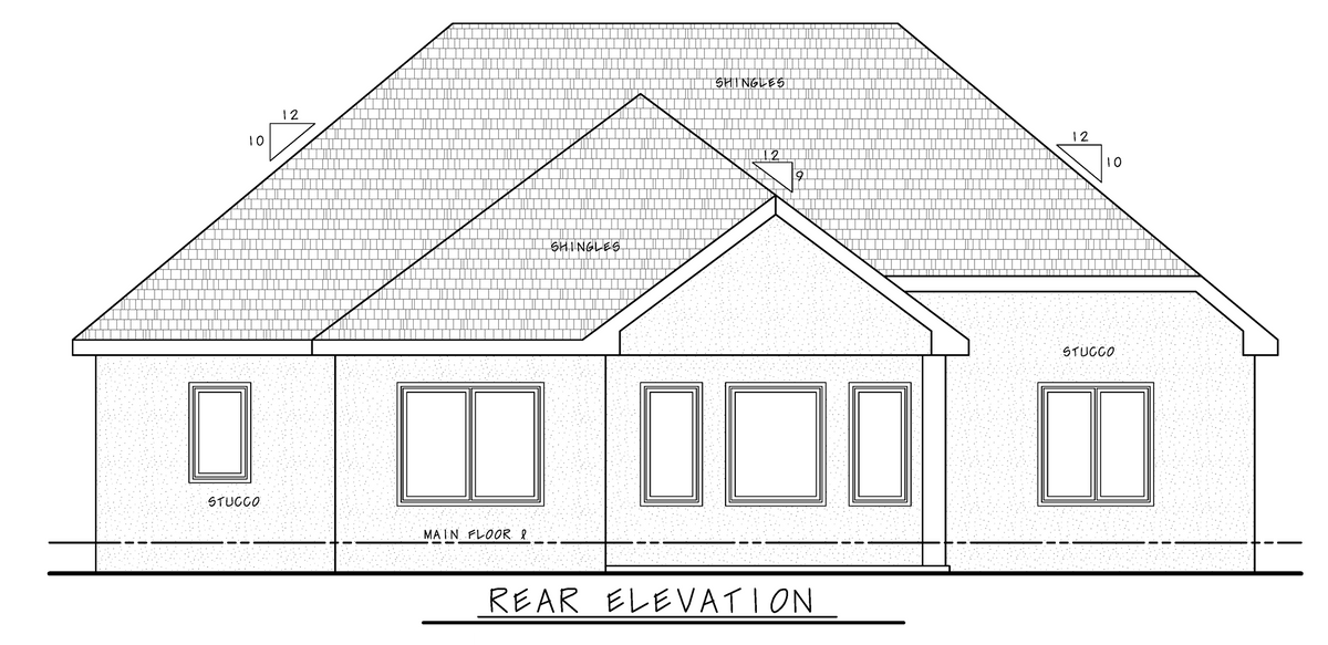 AB7950-A Contemporary House, 2 Bedrooms, 2 Bathrooms | Mandolin Place 9337 Rear Elevation