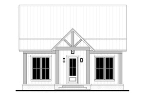 H8053-A Southern Farmhouse, 2 Bedrooms, 1 Bathroom | Sansberry House Front CAD