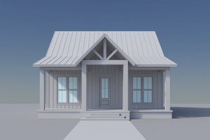 H8053-A Southern Farmhouse, 2 Bedrooms, 1 Bathroom | Sansberry House Grayscale