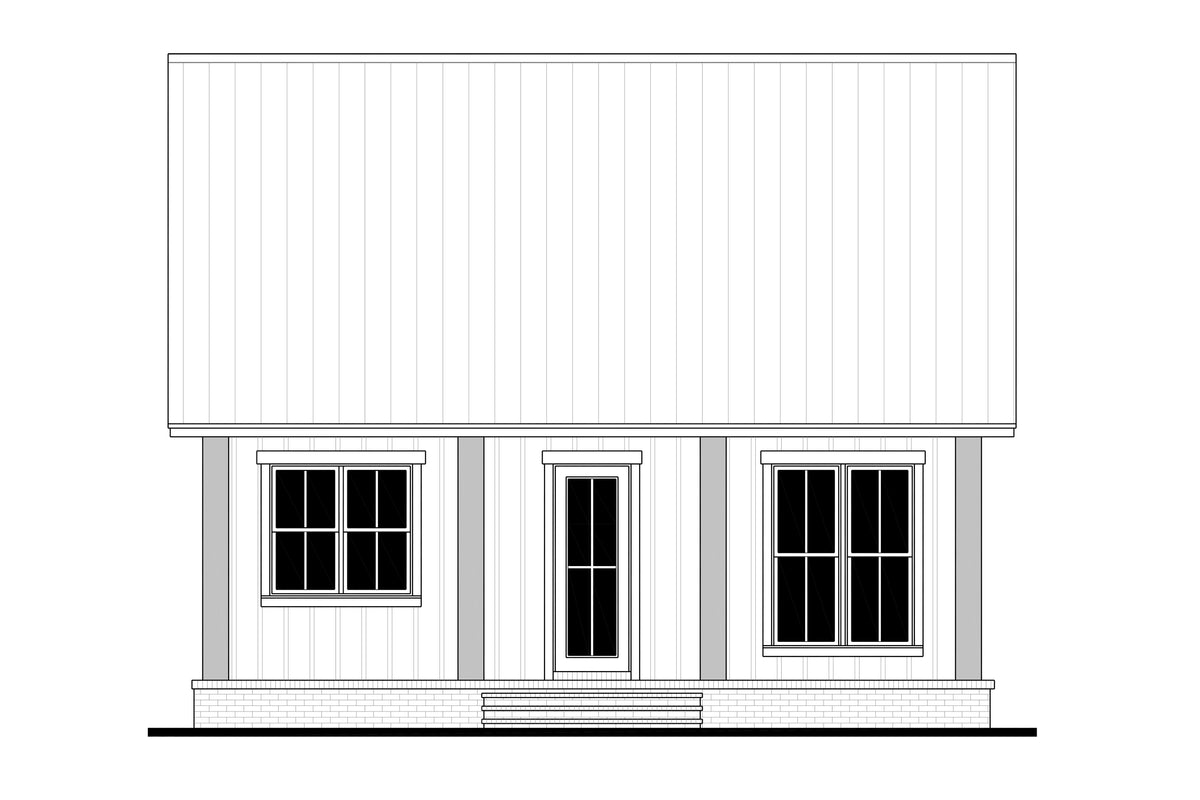 H8053-A Southern Farmhouse, 2 Bedrooms, 1 Bathroom | Sansberry House Rear CAD