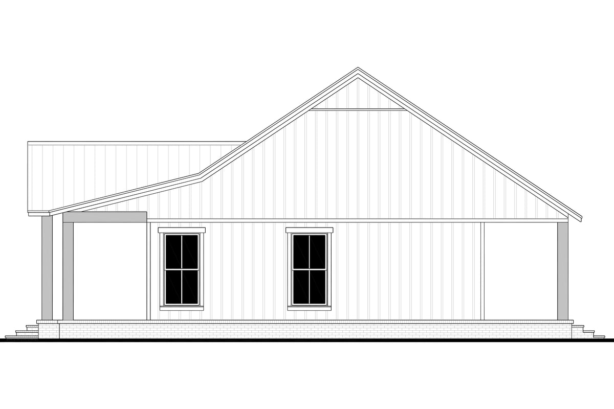H8053-A Southern Farmhouse, 2 Bedrooms, 1 Bathroom | Sansberry House Right CAD