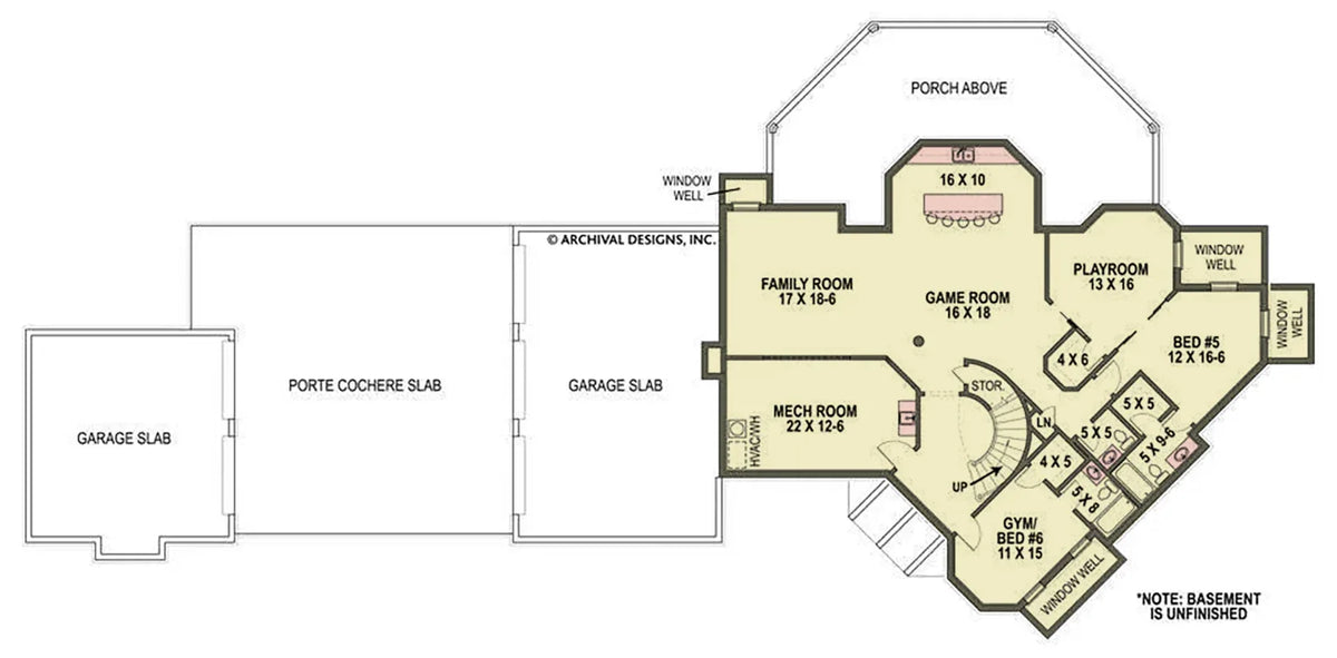A257-A European House Basement Floor Plan, 4 Bedrooms, 4.5 Bathrooms | Lady Rose House