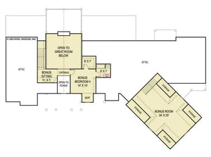 A324-A Ranch House Second Floor Plan, 3 Bedrooms, 4.5 Bathrooms | Pepperwood House