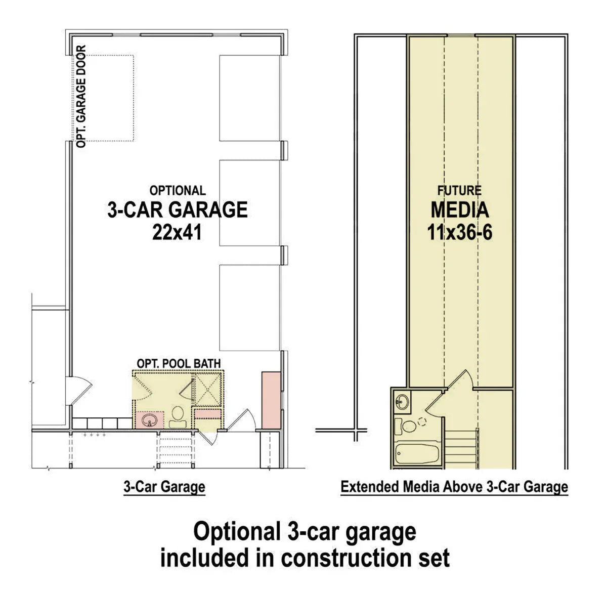 A565-A Acorn Trail House Optional 3-Car Garage Floor Plan