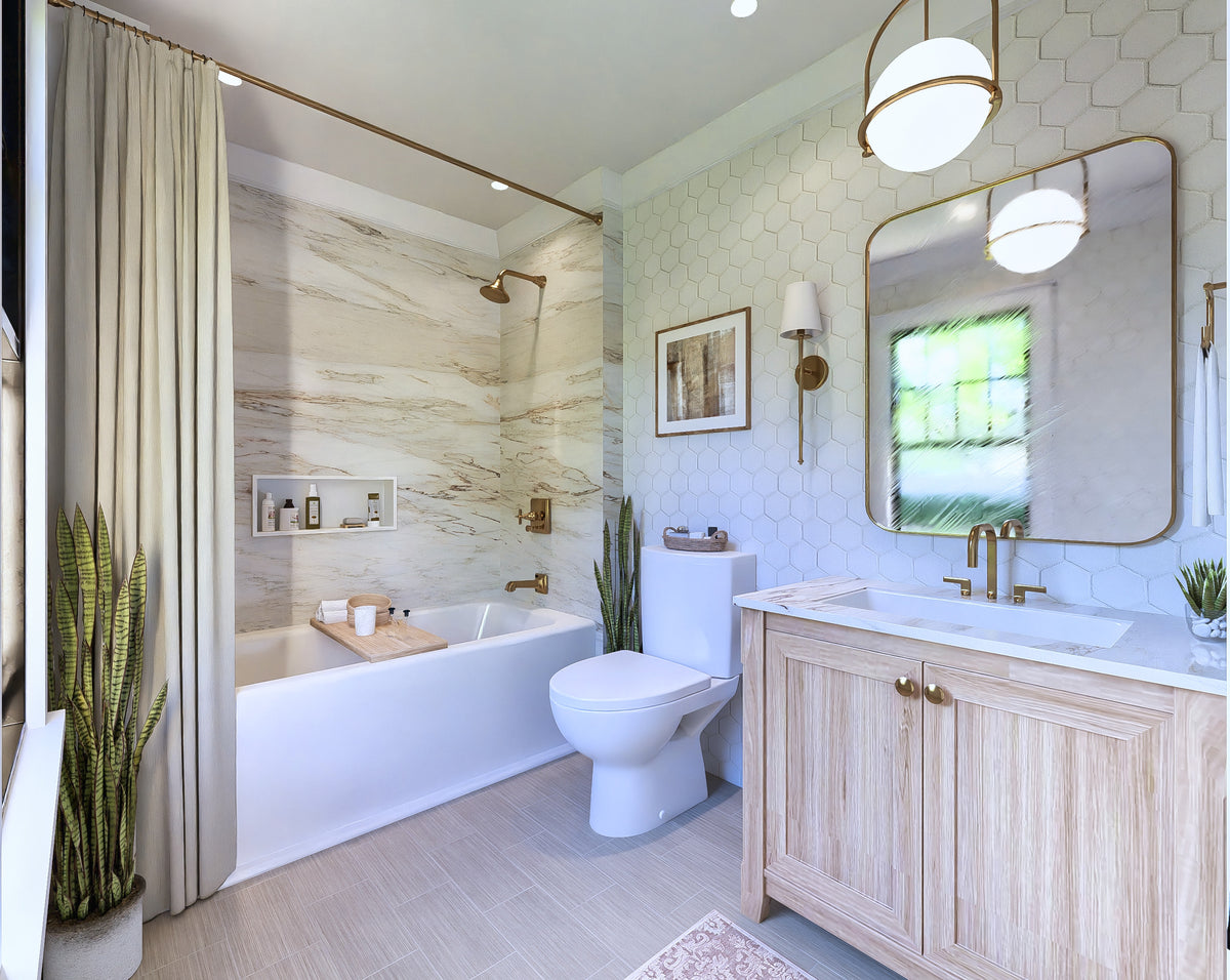 A7464-A Finland 7 House Plan, Traditional Style House Plan-Bathroom Interior 