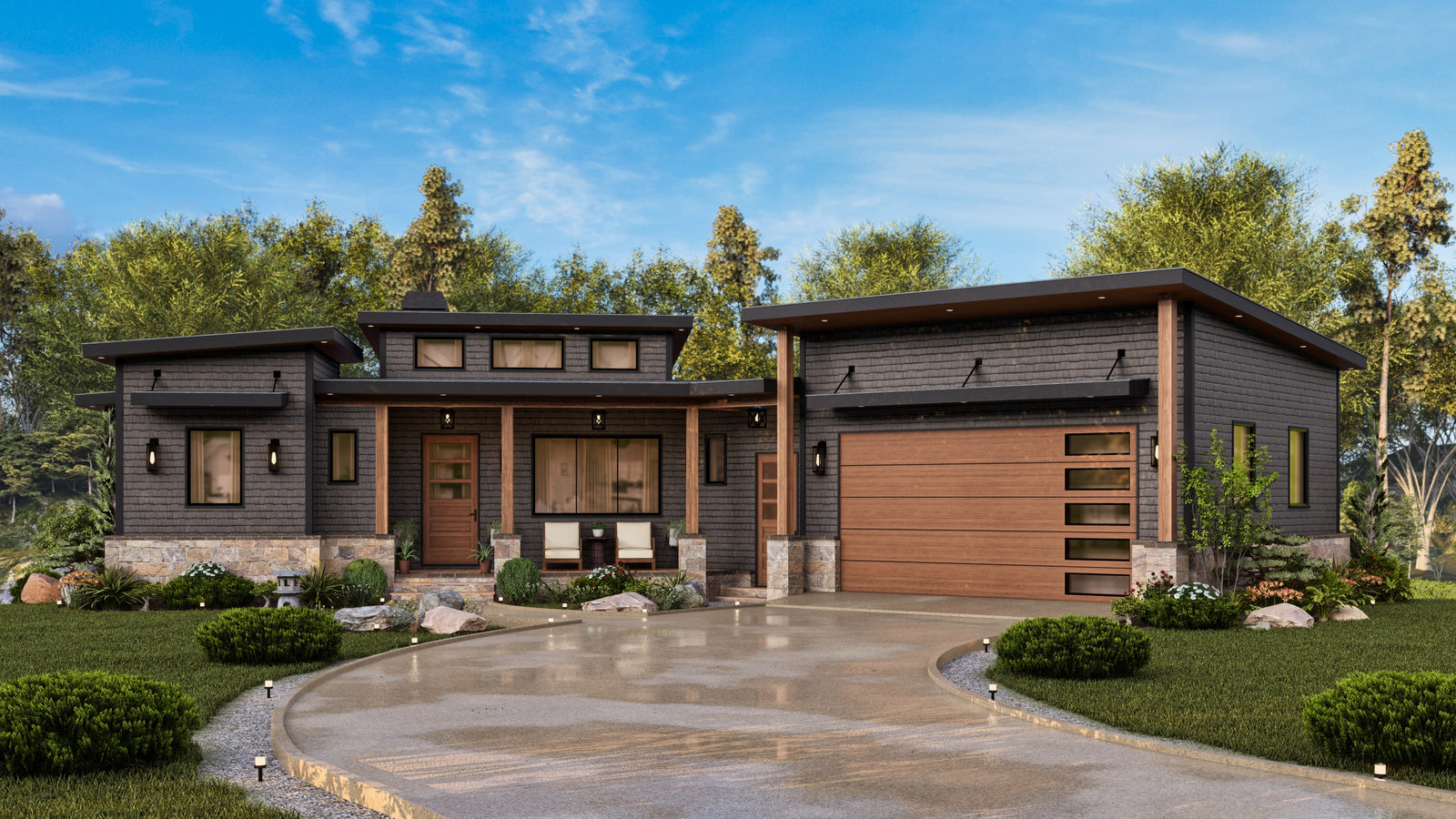 A7971 Urban Valley Contemporary House Plan 3 beds, 2 baths, Main Exterior Image