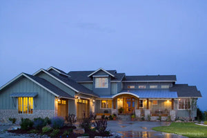 I7637-A Modern Farmhouse, 4 Bedrooms, 2.5 Bathrooms | The Hudson Garden House Plan Exterior-6