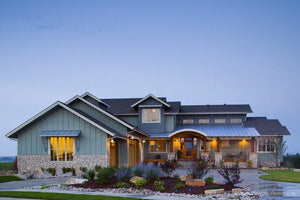 I7637-A Modern Farmhouse, 4 Bedrooms, 2.5 Bathrooms | The Hudson Garden House Plan Exterior-7