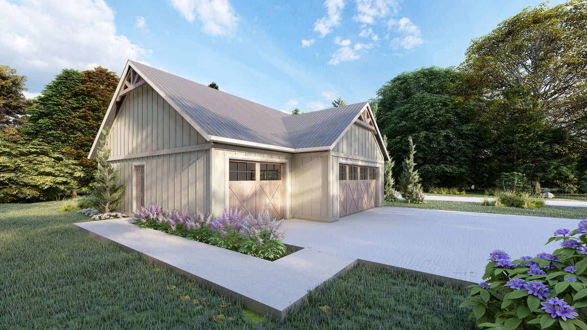 3-Car Detached Garage Plan with Side and Front Entry