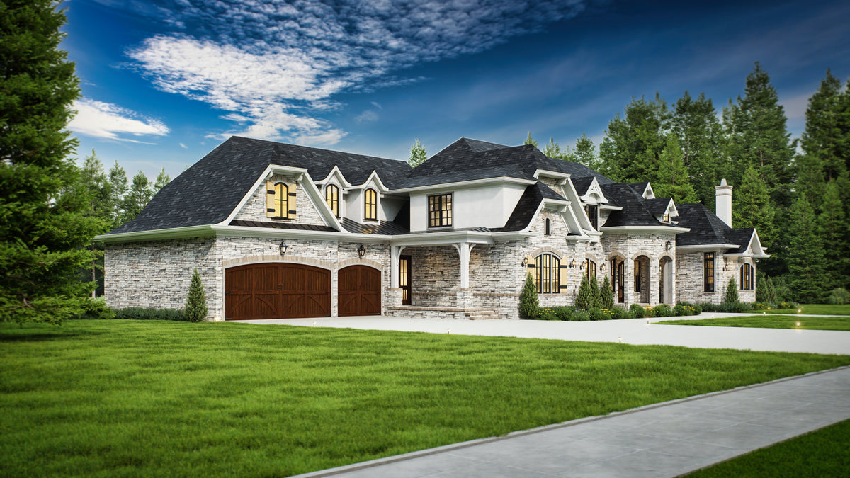 European-Inspired Luxury Home with Vaulted Ceilings and Bonus Spaces