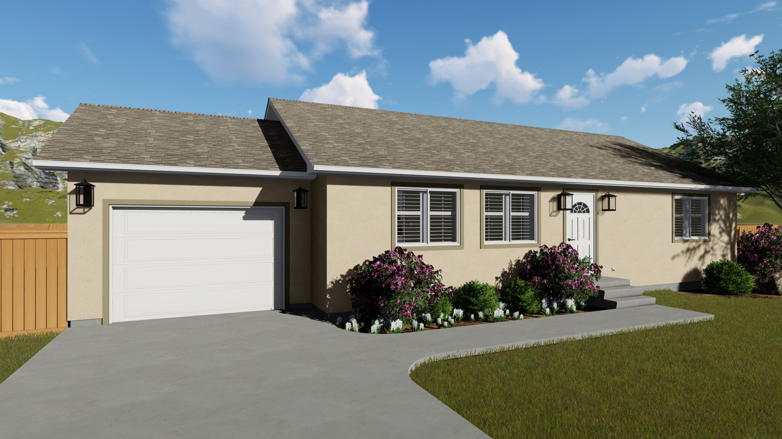 AO8466-A Ranch House, 2 Bedrooms, 1 Bathroom | Akers House Plan Exterior