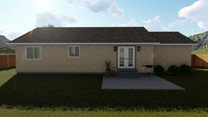 AO8466-A Ranch House, 2 Bedrooms, 1 Bathroom | Akers House Plan Exterior-5