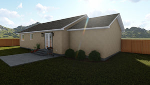 AO8466-A Ranch House, 2 Bedrooms, 1 Bathroom | Akers House Plan Exterior-6